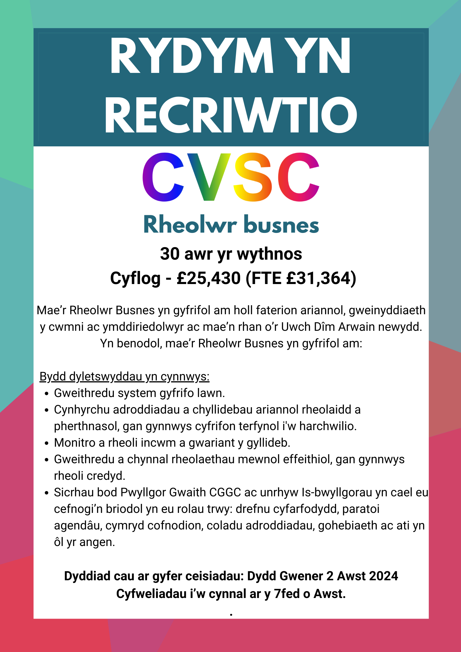 Business Manager advert Cym